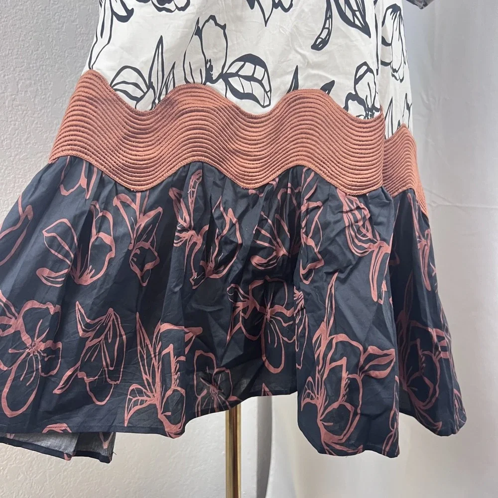 Entro Mini Dress Womens Medium Floral Puff Sleeve Western Boho Cottagecore